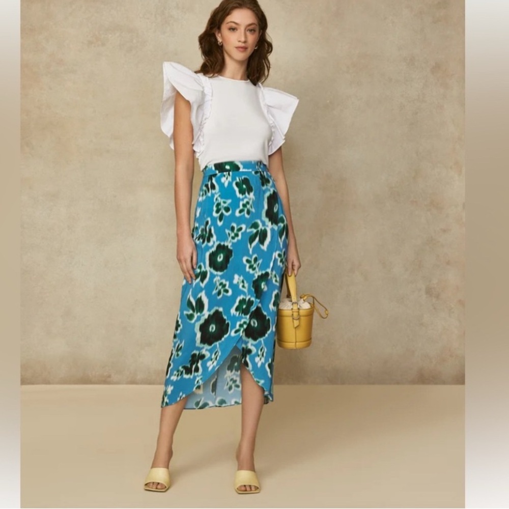 Pearl By Lela Rose Jersey Poplin Flutter Sleeve Top Women's Size XS White